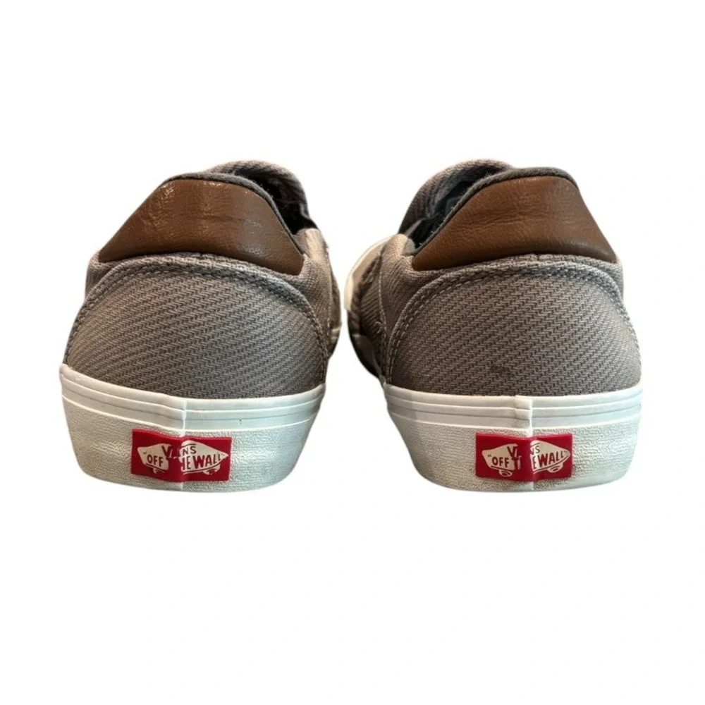 Vans Deluxe Comfort Slip-On Shoes Mens 9.5 Gray Canvas Leather Casual Sneakers